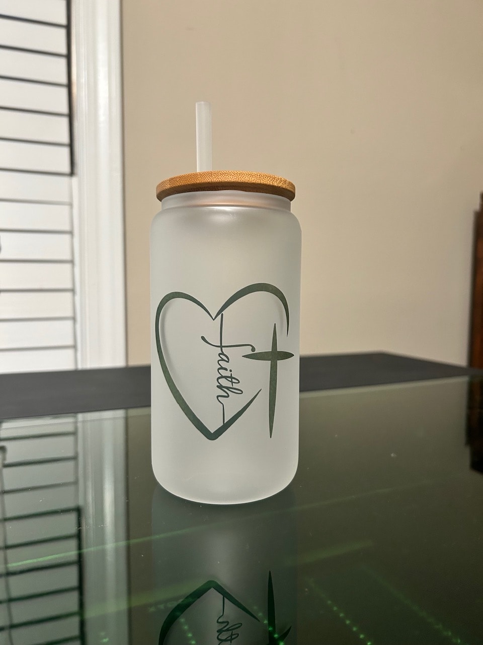Faith Heart Frosted Glass