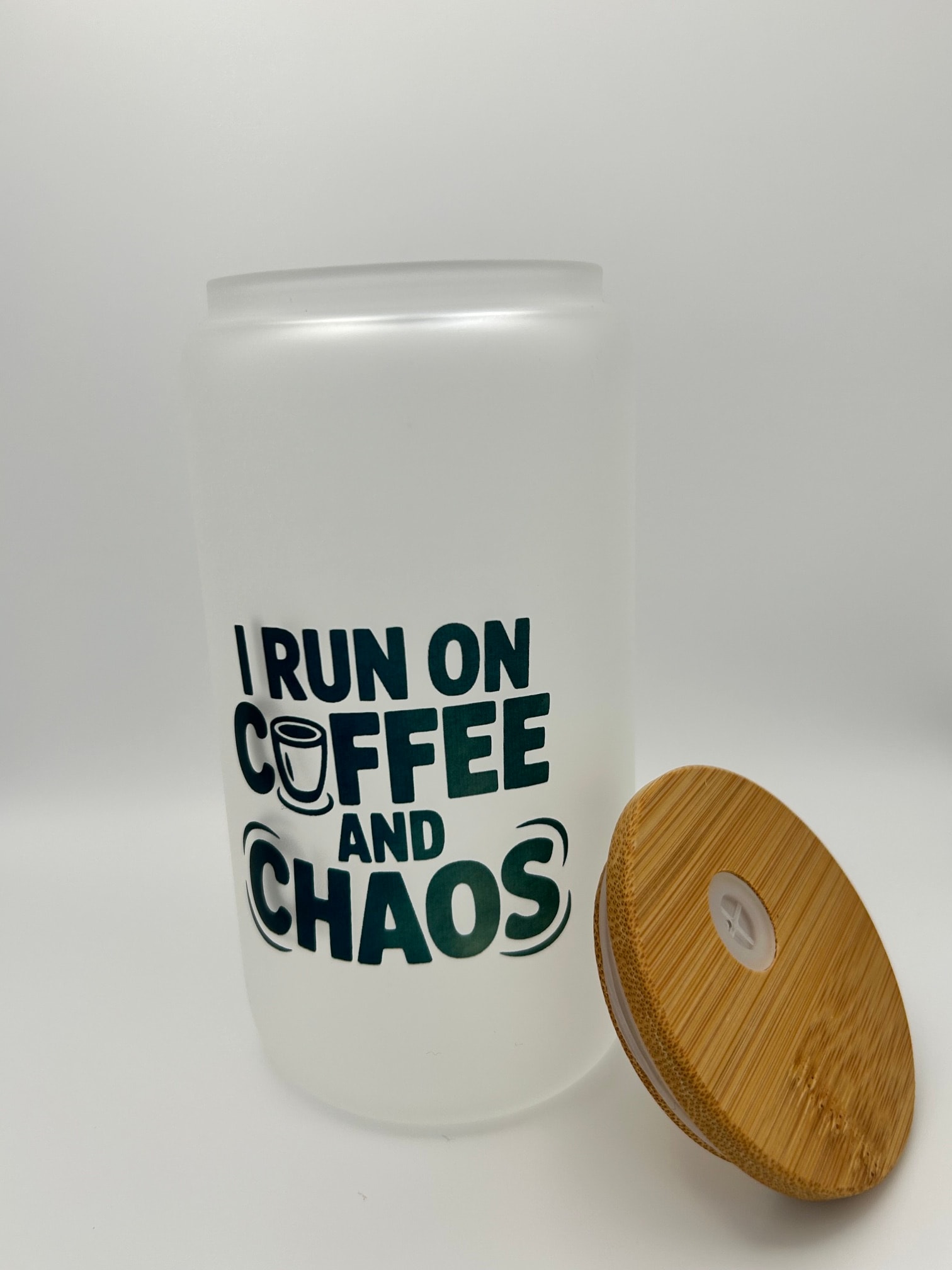 Coffee and Chaos Frosted Glass
