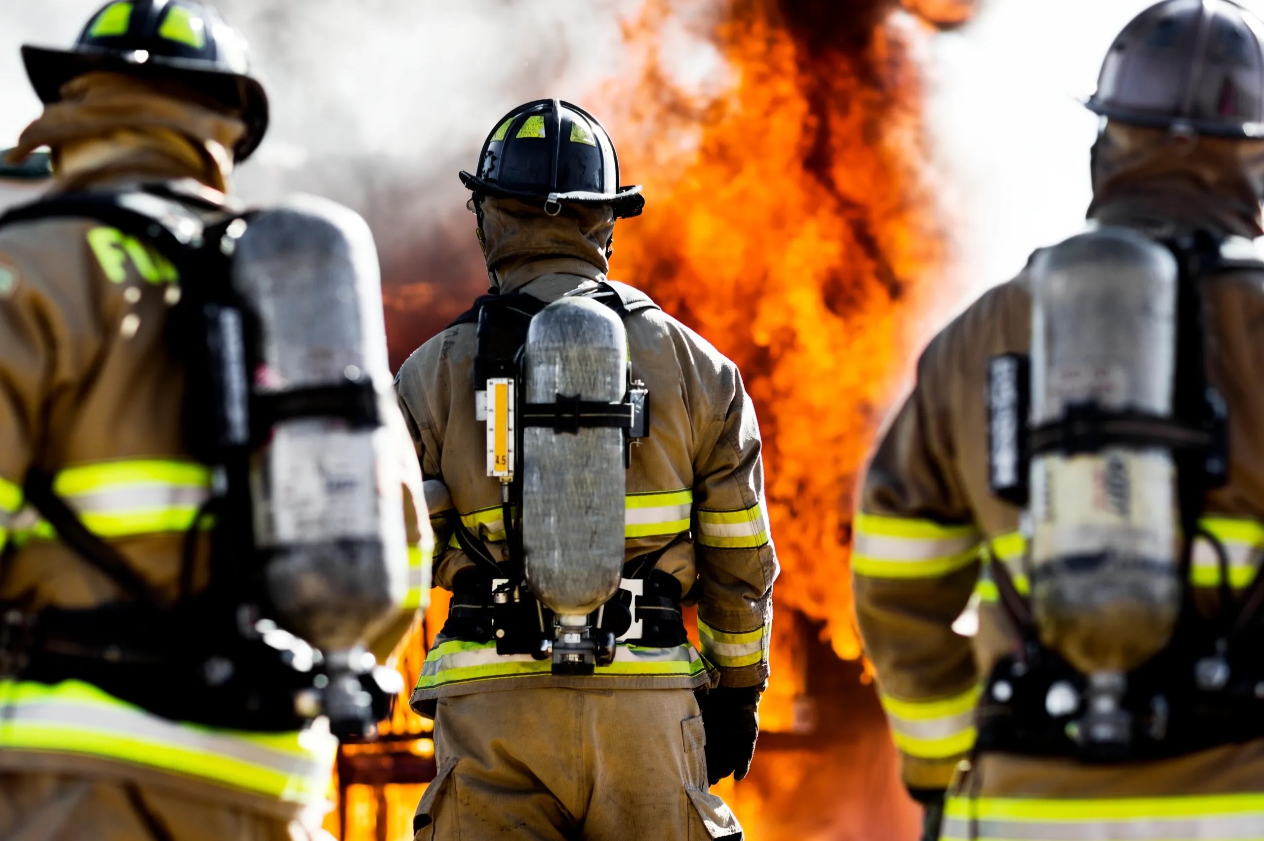 Firefighter crew at fire station