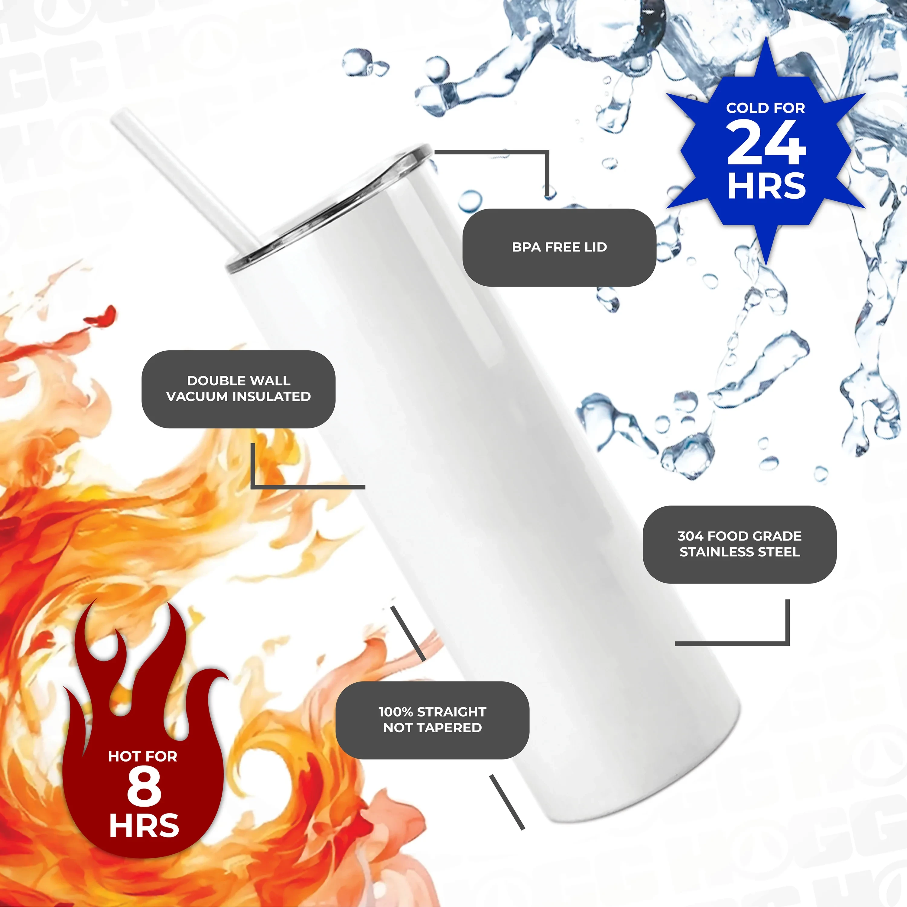 20oz Straight Skinny Tumbler view 3