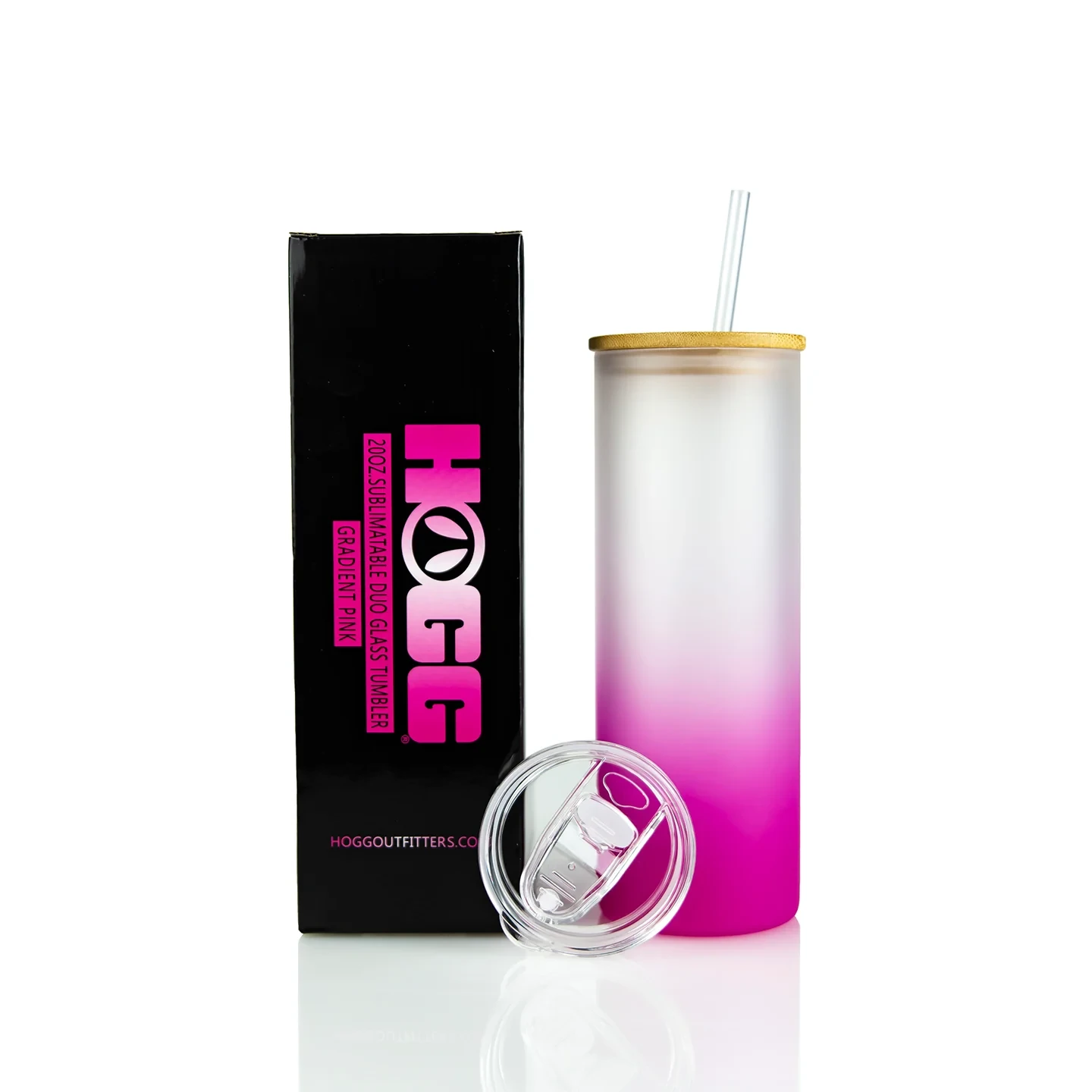 20oz Straight Skinny Glass Duo- Pink